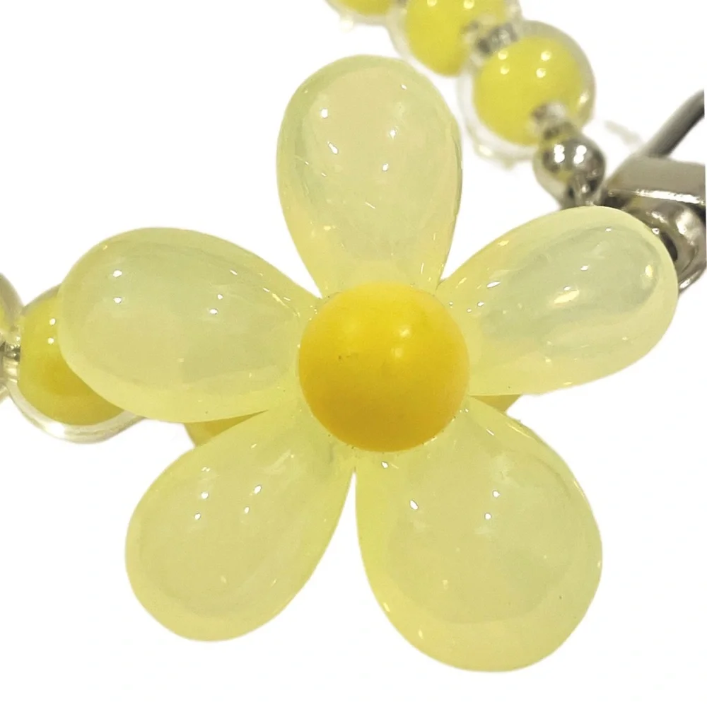 🎁 Kawaii Universal Flower Mobile Phone Wrist Lanyard Solid Makaron Beaded Chain